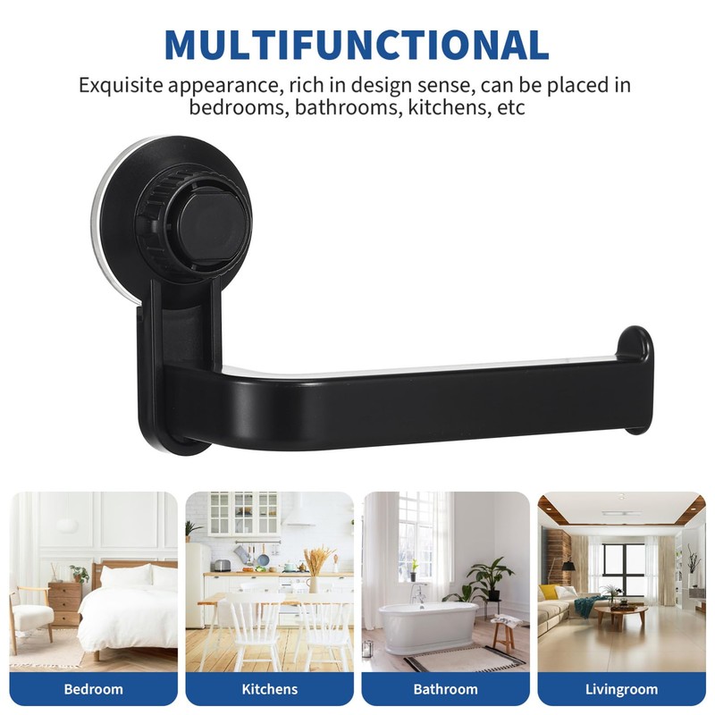 Suction Cup Toilet Paper Holder Wall Mount Matte Black Abs