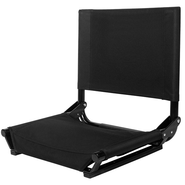 Cascade Mountain Tech Stadium Seat - Lightweight, Portable Folding Chair for Bleachers and Benches - Black, Extra Wide - 20"