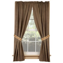 Country House New Primitive Country Farmhouse BLACK STAR BERRY VINE PLAID PANELS Drape Curtain