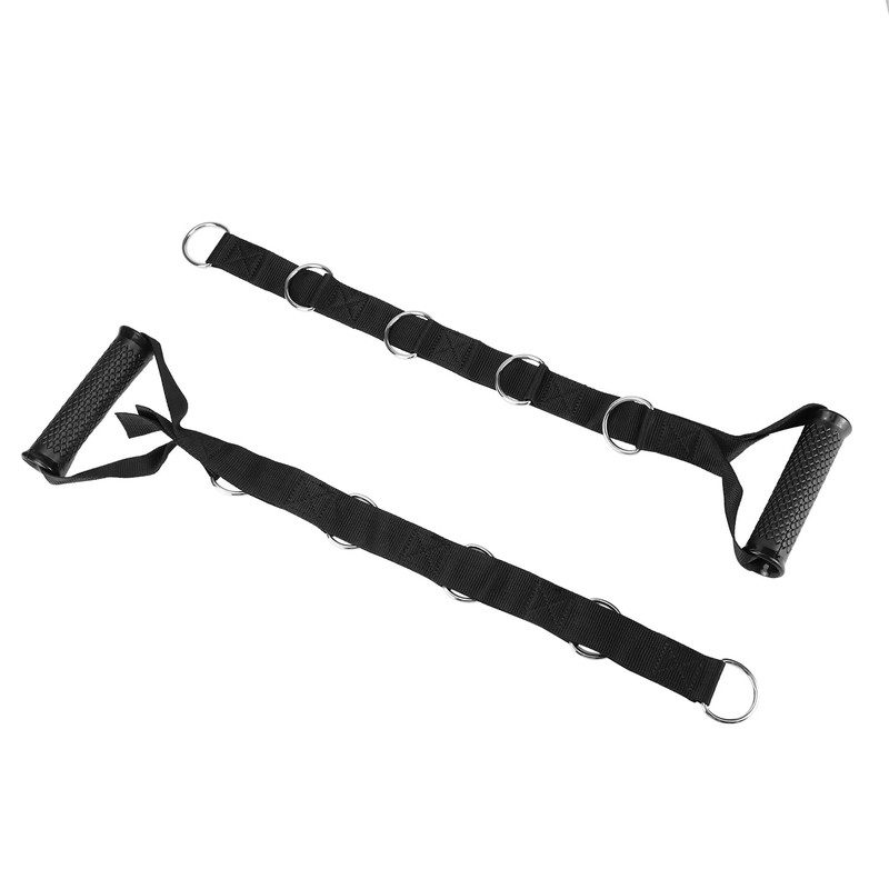 QWORK Fitness Metal Gym Handles with 5 Adjustable D-Ring Buckles