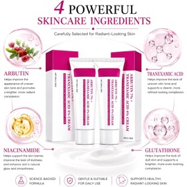 Crema Facial con Arbutina, Ácido Tranexámico, Niacinamida y Glutatión 2 uds Pack 2 ácido hialurónico piel luminosa hidratante rostro suave cuidado diario tono desigual