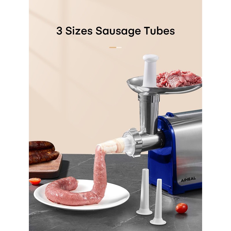 Electric Meat Grinder, Sausage Stuffer with 3 Sausage Tubes, 2