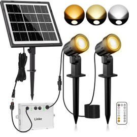 Linke Solar Spotlights Outdoor Garden, 2700K/4000K/6500K Adjustable 2 in 1 Solar Landscape Spotlights, IP66 Waterproof Dusk to Dawn Solar Uplighters for Pathway Yard Tree Patio & Lawn