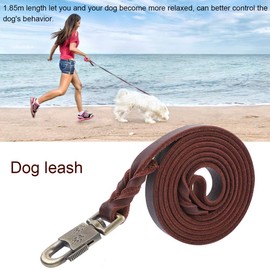 Leather Dog Lead Dog Lead Leather Lead Dog Soft Braided Dog Training Lead Strap 1.85 m Dog Training Lead for Large Medium Dogs, 1.8 cm Wide Pet Chain