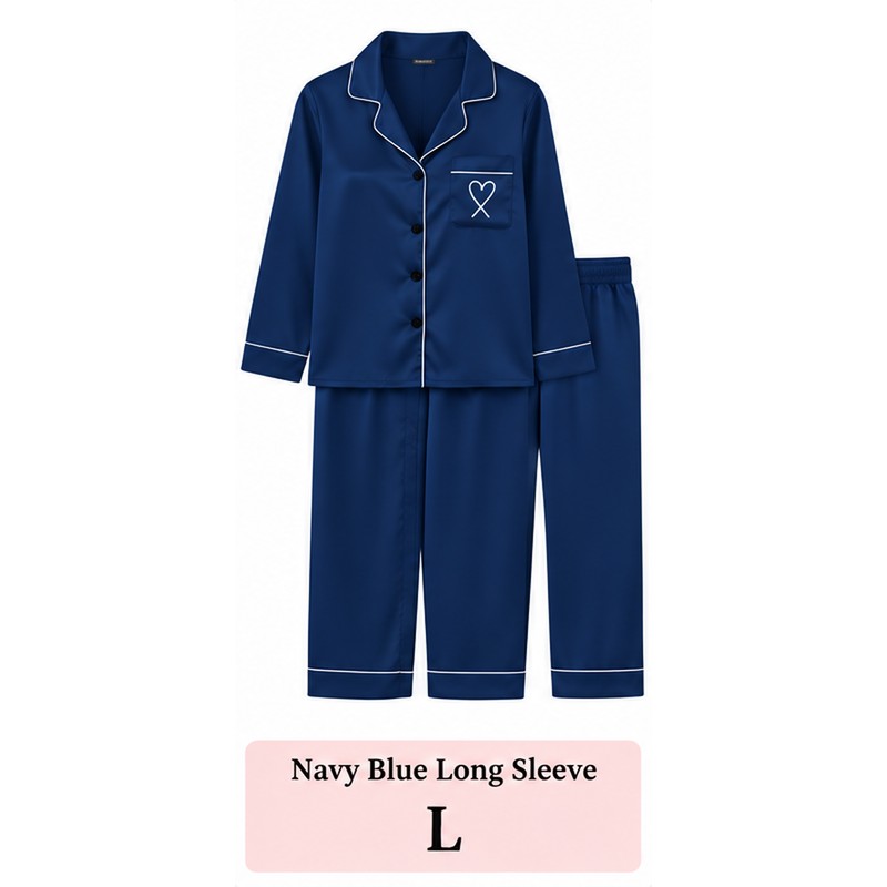 Women’s Satin Pajama Set for Sleep & Lounge – Heart