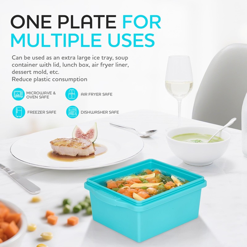 Xomoo 2 Cup Silicone Freezer Trays with Lids, Silicone Soup