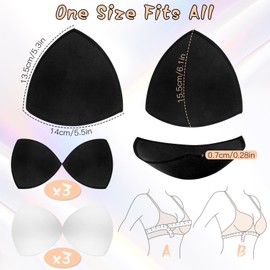 FAMCUCHE 6 Pairs Bra Inserts Push Up, Black and White Bra Pads Triangular Bra Pad Inserts, Removable Push Up Pads, Bra Inserts for Sports Bra, Bikini Swimwear, Black and White