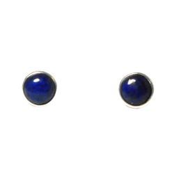 Art Gecko Round Blue LAPIS LAZULI Sterling Silver Gemstone Stud Earrings 925-8 mm