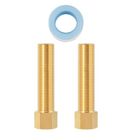 SUNGATOR 1/2'' Male to Female Brass Pipe Extension Fittings, 1/2 Inch Male x Female Brass Nipple Pipe Extension Adapter for Tub Spout, 1/2'' NPS Hex Nipple Fittings Length 100MM (2 Pcs)