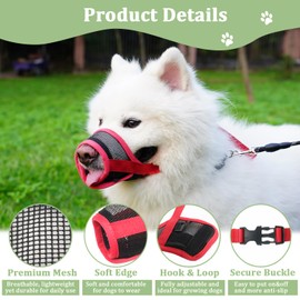 Mayerzon Dog Muzzle, Breathable Mesh Muzzles for Small Medium Large Dogs Poodle Border Collie Labrador Retriever, Puppy Muzzle with Adjustable Strap to Prevent Biting Chewing Grooming