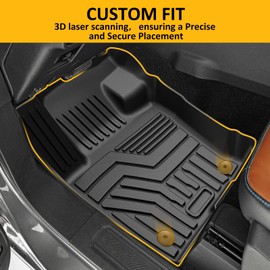 Falafa Floor Mats for Ford Bronco Sport 2021 2022 2023 2024 2025(ONLY for Bronco Sport), TPE All Weather Floor Liners, Heavy Duty Anti Skid Car Mats Include 1st & 2nd Row, Black