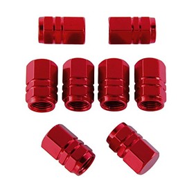 EBOOT 8 Pieces Tire Stem Valve Caps Wheel Valve Covers Car Dustproof Tire Cap, Hexagon Shape (Red)
