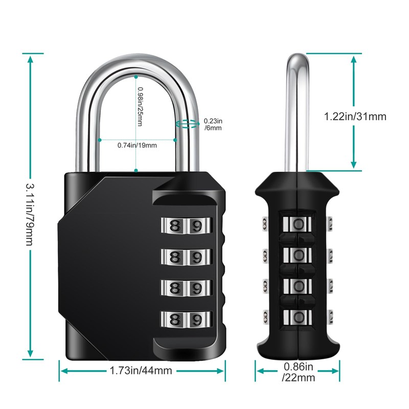 Zhege Combination Padlock for Locker, 4 Digit, Weatherproof Lock, Outdoor