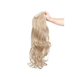 Long Short Claw Ponytail Hair Extension One Piece Cute Clip in on Ponytail Jaw/Claw Synthetic Straight Curly Hairpieces 24" Curly Dark blonde mix bleach blonde