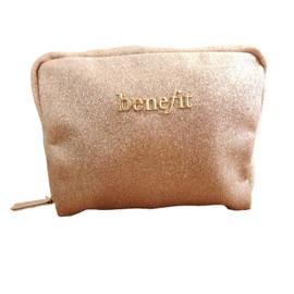 Benefit Makeup Bag in Sparkly Irridescent Rose Gold