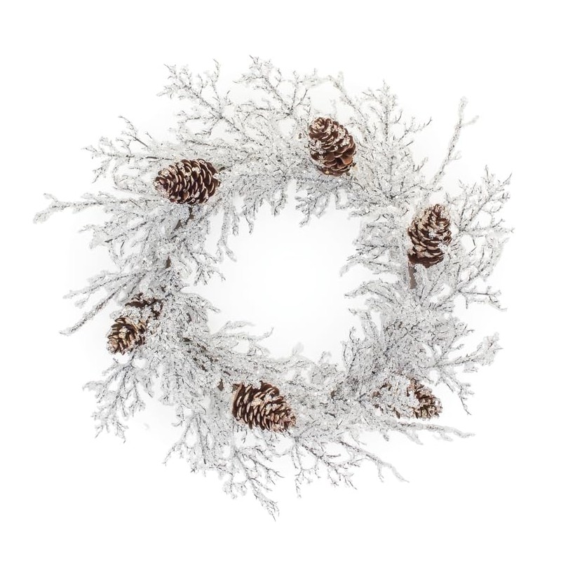 Melrose Iced Branch with Pinecone Artificial Christmas Wreath, 24-Inch, Unlit