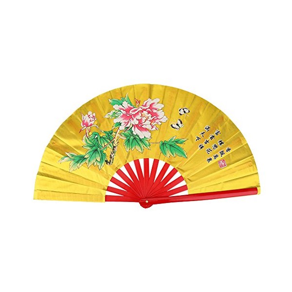 VGEBY Traditional Chinese Fan, Kung Fu Fighting Tai Chi Fan Bamboo Fan (Gold) Gold Folding Fan Tai Chi Fan