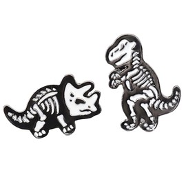 ROFARSO Dinosaur Skeleton Enamel Lapel Pin Set Cute Animal Pin, Accessory for Backpacks Clothing Bags Hats Shirts (2pics pin set)