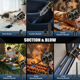 Car Vacuum Cleaner High Power - 22000PA Portable Cars Vacuum 4 in 1 Compressed Air Duster & Air Blower & Pump Hand Held Vacuum Cordless with Brushless Motor for Car Home Office Black