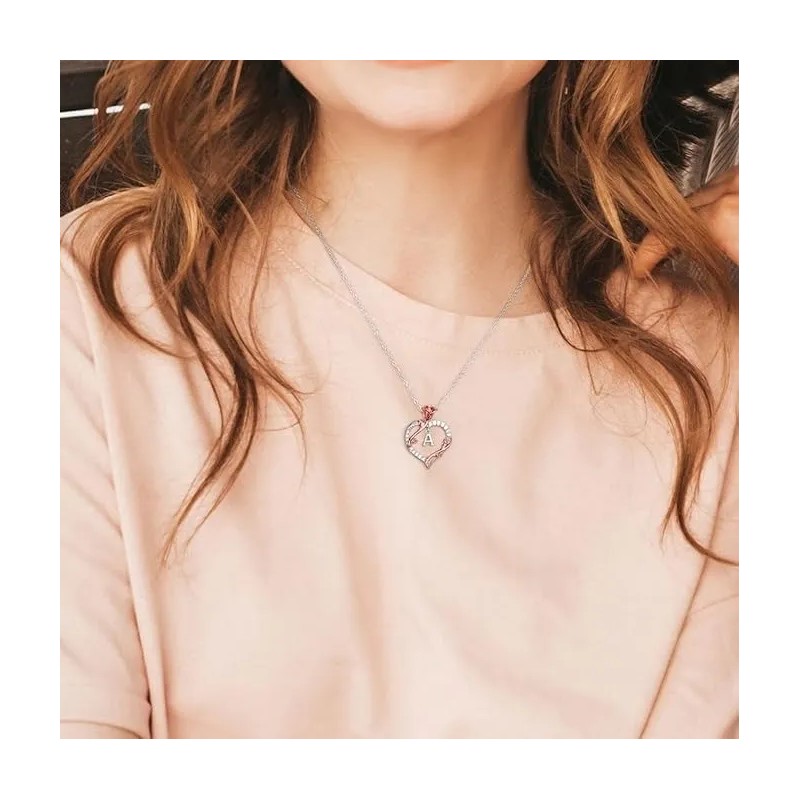 Cadena Dije Inicial Plata Chapado Oro14 Corazón Collar Letra