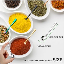 Small Stainless Steel Spoons for Spices Jars, 2.9 inch mini Cute Condiment Tiny Spoons for Salt, Sugar, Pepper, Honey,Small Fun Little Scoops. (SILVER)