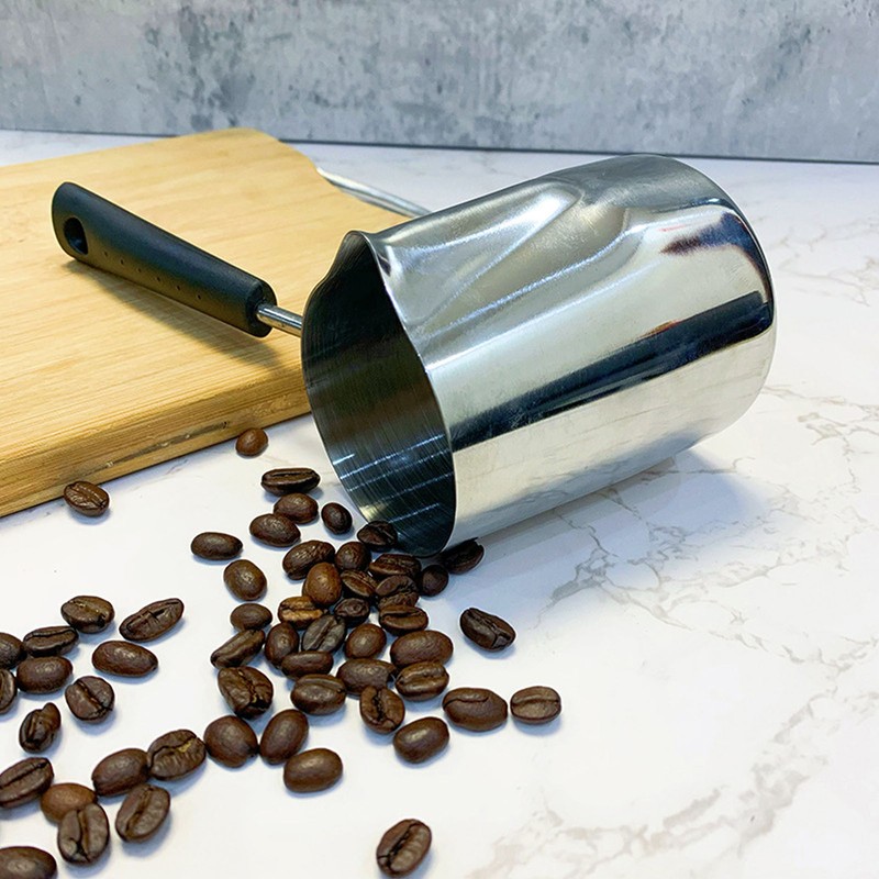 Long Handle Coffee Toroid Pitcher 304 Stainless Steel Rustproof Smoother