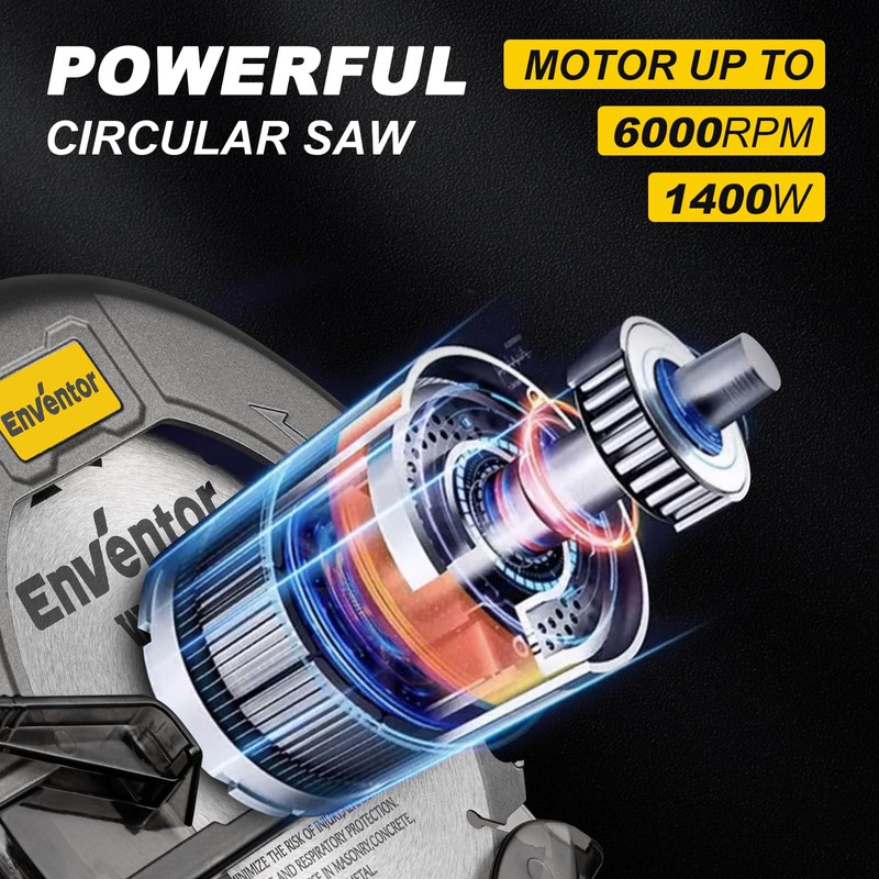 Enventor Circular Saw Corded, 11A Electric Circular Saws 7-1/4-Inch with