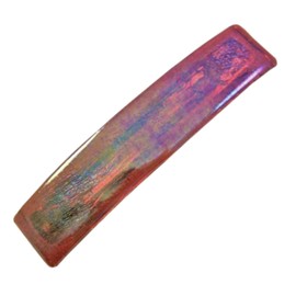 Stained Glass Barrette - Large 3.5" 9cm - Iridescent Carnelian Burnt Orange Metallic Shiny Transparent Glass Fire Red Orange Slide Clip Hair Accessories.