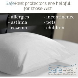SafeRest Pillow Protector - Pack of 1 - Standard Size Waterproof Pillow Cover - Zippered Pillow Encasement for College Dorm Room, New Home, First Apartment - Cotton Terry, Waterproof, Breathable