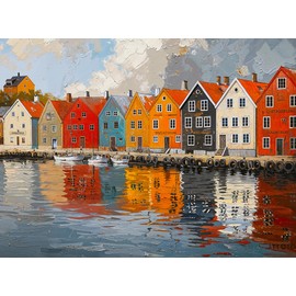 Cross & Glory - Fjord Fades: Norway's Water's Edge - Rompecabezas de 1000 piezas para adultos | Escena de pueblo noruego | Detalle desafiante y vívido | Ideal para entusiastas de los rompecabezas