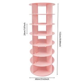 HAPPCUCOE Rotating Shoe Rack,7-Tier Rotating Shoe Rack Tower,Shoe Organizer Hold 28 Pairs Shoes,360°Revolving Shoe Storage Organizer for Hallways,Bedrooms,Living Rooms (Pink)