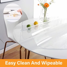 VeeCano 20 Inch 2Pcs Round Desk Cover Protector Clear Desk Cover Round Vinyl Desk Pad PVC Plastic Table Cover for Office Dresser Night Stand Computer Writing Desk Tabletop Circle Dining Table Pad