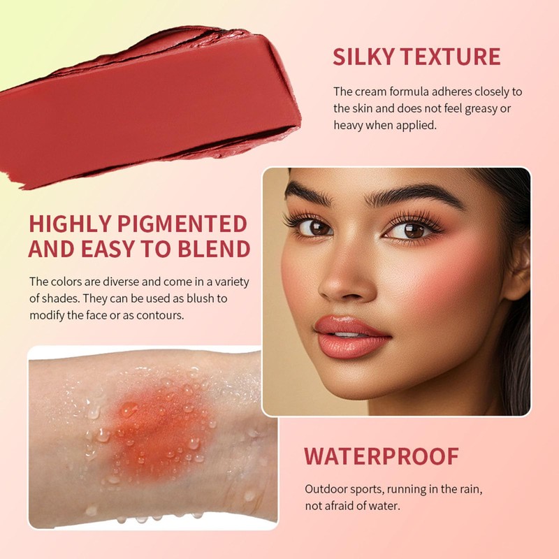 8 Color Cream Blush Palette, Matte Blush, Fine and Smooth
