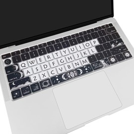 Cute Silicone Keyboard Cover for Apple MacBook Air 13.3"(Model: A1932, 2018 2019 Released) with Touch ID, Sun and Moon