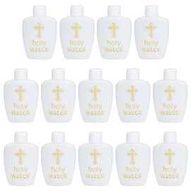 WEBEEDY 14 Pieces Holy Water Bottles 60ml/2.1oz Refillable Gold Cross Plastic Holy Water Bottle with Screw Lid Christian Party Favor Church Supplies
