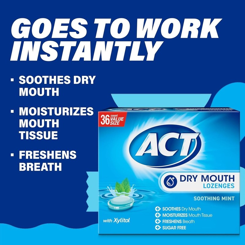ACT Dry Mouth Lozenges With Xylitol, Soothing Mint Flavor -