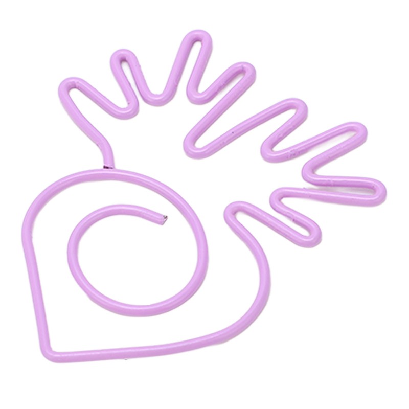 100pcs Paper Clips Portable Mini Electroplating Purple Cute Radish Shape
