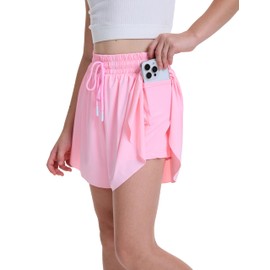ANTLOOWW Girls Shorts Elastic Waistband Pockets, Cycling Shorts Girls Stretch Short Suitable for Running, Leisure, Fitness, School (UK, Age, 16 Years, 18 Years, Regular, Pink)