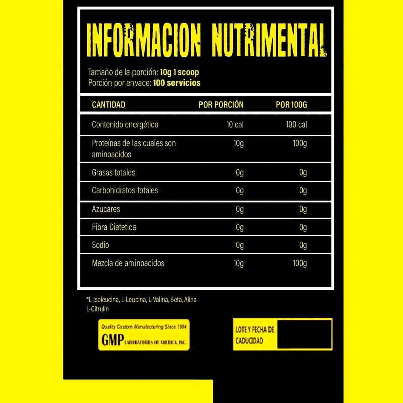 34 Zero Aminoácidos Bcaas Polvo 1kg Sabores 100 Servicios