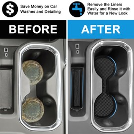 MOCHENT 7Pcs Center Console Liners for 2023 2024 2025 Chevy Silverado/GMC Sierra 1500 & 2022 Refreshed 1500 Models, Premium Custom Non-Slip Cup Holder Mats, Full Console w/Bucket Seats ONLY, Black