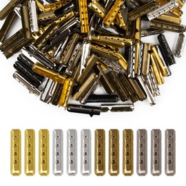 AUEAR, 160 Packs Metal Aglets 4 Holes Shoelace Tips Head Bullet Shoelaces Ends Replacement Tip for Sneakers DIY Repair Silver Bronze Golden Ebony