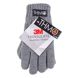 THMO Childrens Thinsulate Gloves for Winter Boys & Girls Knitted Thermal Full Finger Gloves for Kids (8-9 Years, Grey)