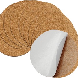 Opfiue 60 PCS 4" Self-Adhesive Cork Sheets for DIY Coasters, Round Backing Cork Tiles Mat with Strong Adhesive-Backed for DIY Crafts and Crafters