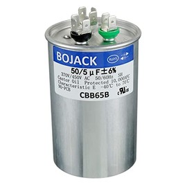 BOJACK 50+5uF 50/5MFD ±6% 370V/440V CBB65 Condensador de arranque circular de funcionamiento dual para motor AC, arranque de ventilador o condensador recto
