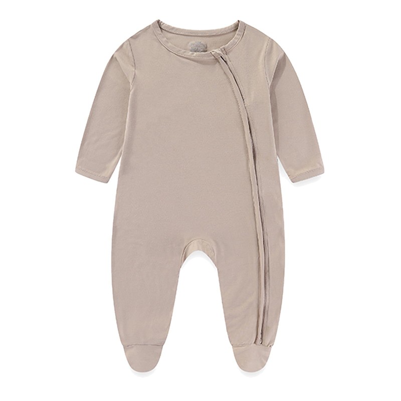 Ecojoy Baby Bamboo Rayon Romper Double Zipper Bodysuit Newborn Infant