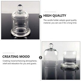 EXCEART Glass Cloche 2 Sets Clear Glass Dome Candle Glass Jar Cloche Dome Bell Jar Candle Cover Display Wedding Decoration Ornament Clear