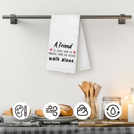 YLZlhb Best Friend Kitchen Towels, for Best Friend Brother Sister Bestie, A Friend is God's Way of Making Sure We Never Walk Alone Tea Towels Kitchen Hand Towels 16x24 Inch