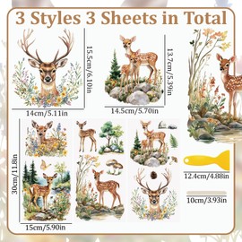 WANDIC 3 Pcs Rub on Transfer Stickers Little Deer Pattern Decals Animals Rub on Stickers for DIY Scrapbooking Photo Albums Furnitures Laptop