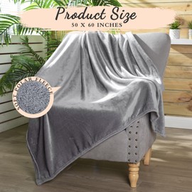 Tinideya 6 Pcs Flannel Fleece Throw Blanket Bulk 50 x 60 Inch Soft Fleece Blanket Warm Throw Blanket Coral Fleece Throw Blankets for Bed Couch Sofa Home Wedding Gifts Season (Light Gray)