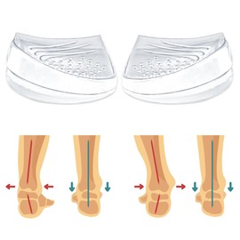 Skyfoot 2 Layers Adjustable Heel Wedge Inserts for Supination & Pronation Correction, Adhesive Medial & Lateral Heel Insoles for Bow Legs, Knee Pain, Foot Alignment (L: W 7-11 | M 7-10, Crystal)